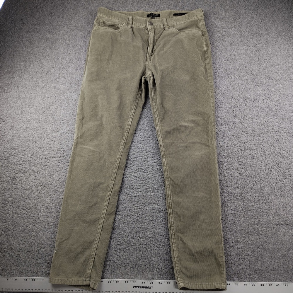 Banana Republic Corduroy Pants Mens 33x32 Traveler Skinny Olive Green Stretch